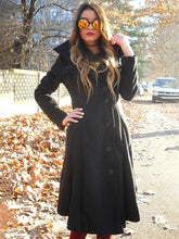 Aurohaya Hooded Wool-Look Midi Coat Elegant Button-Front Women’s Winter Jacket Plus Size